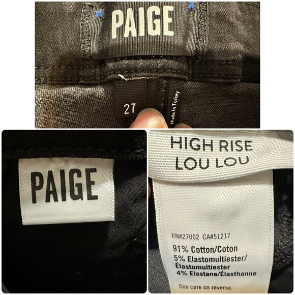 Paige High Rise Lou Lou Jeans Womens 27 black Wide Leg Flare Button Fly Classic - Picture 6 of 16